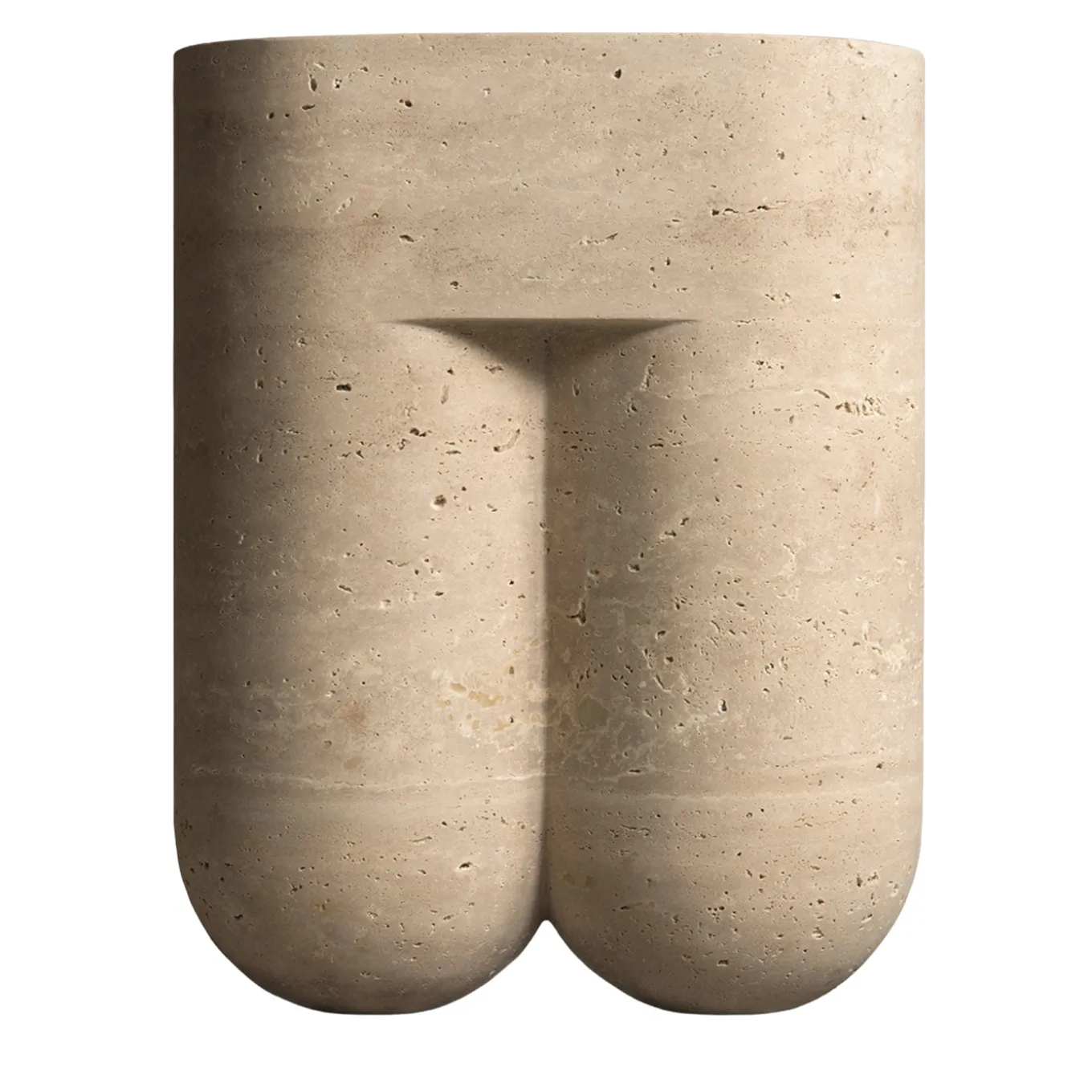 Chunky Classic Roman Travertine Side Table