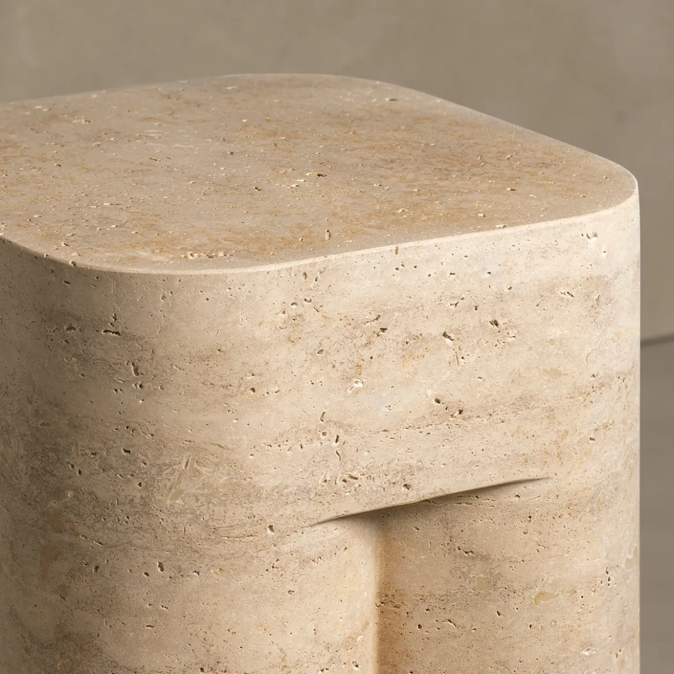 Chunky Classic Roman Travertine Side Table