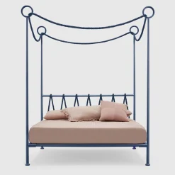 Cima Blue Iron Canopy Double Bed by Sovrappensiero Design Studio