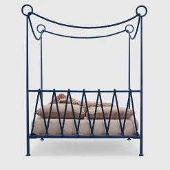 Cima Blue Iron Canopy Double Bed by Sovrappensiero Design Studio