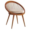 Circle Sun Cherry Wooden Chair With Cushion