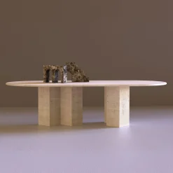 City Travertine Dining Table