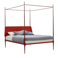 Clamp Red Iron Canopy Double Bed by Francesco Forcellini