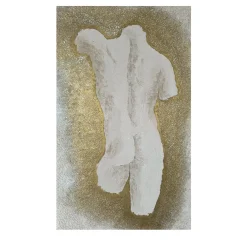 Classical Beige Resin with Bronze Accents Textured Painting