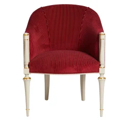 Classic-Style White & Burgundy Armchair