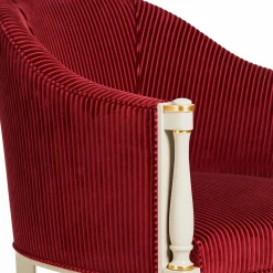 Classic-Style White & Burgundy Armchair