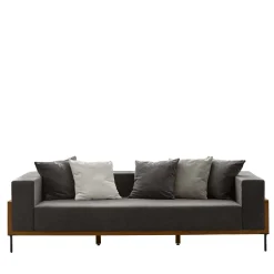 Cleo Gray Teak Wood 3-Seat Sofa