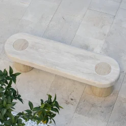 Clio Travertine Stone Bench