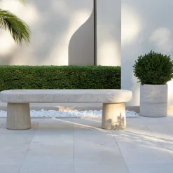 Clio Travertine Stone Bench