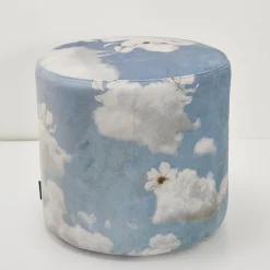 Clouds & Flowers Round Pouf