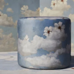 Clouds & Flowers Round Pouf