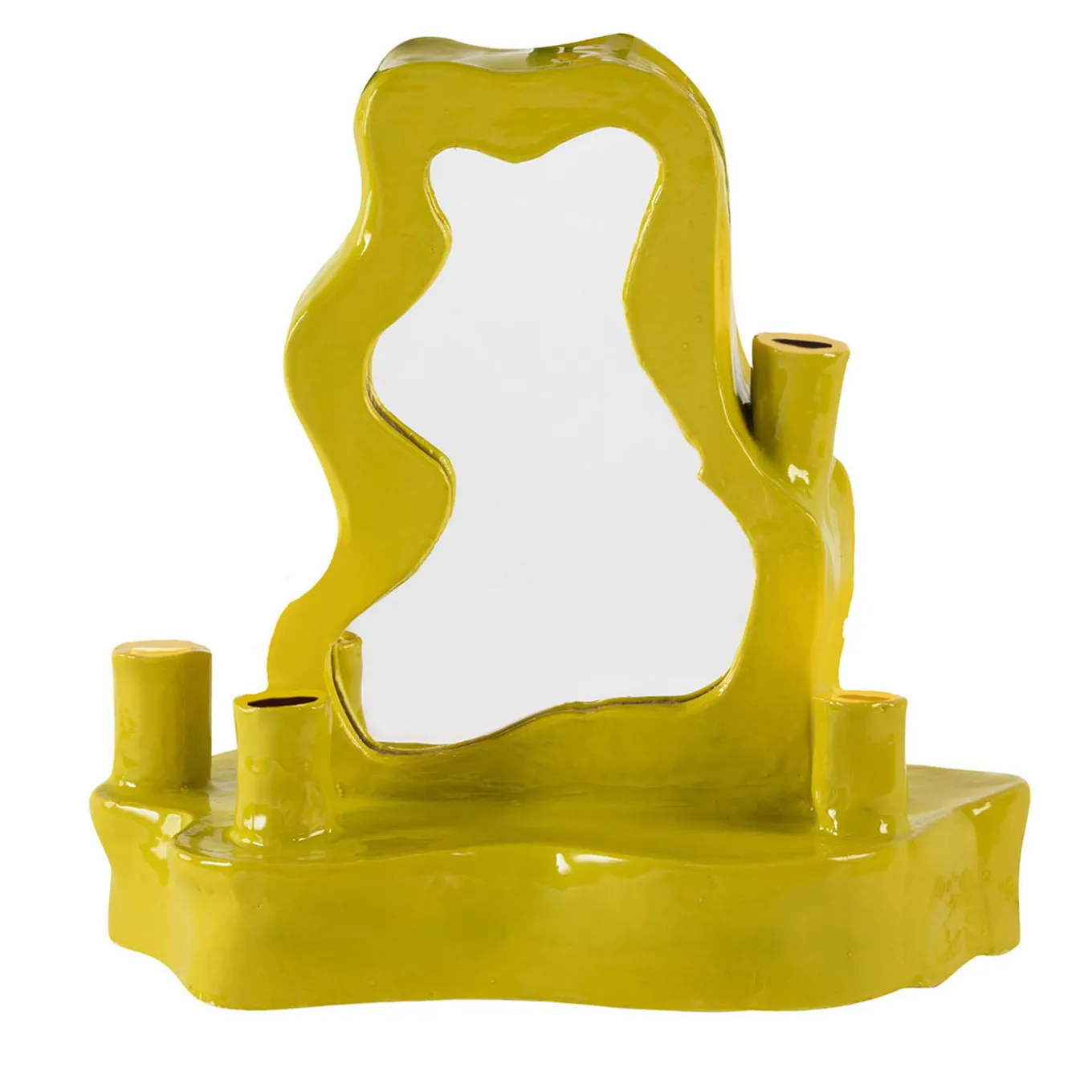 Clouds Yellow Ceramic Table Mirror with Light by Onka Allmayer-Beck