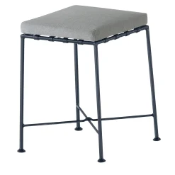 Club Blue Wrought Iron Stool