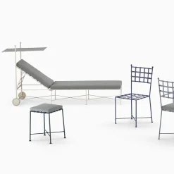 Club Blue Wrought Iron Stool