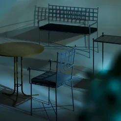 Club Slate-Blue Wrought Iron Bench