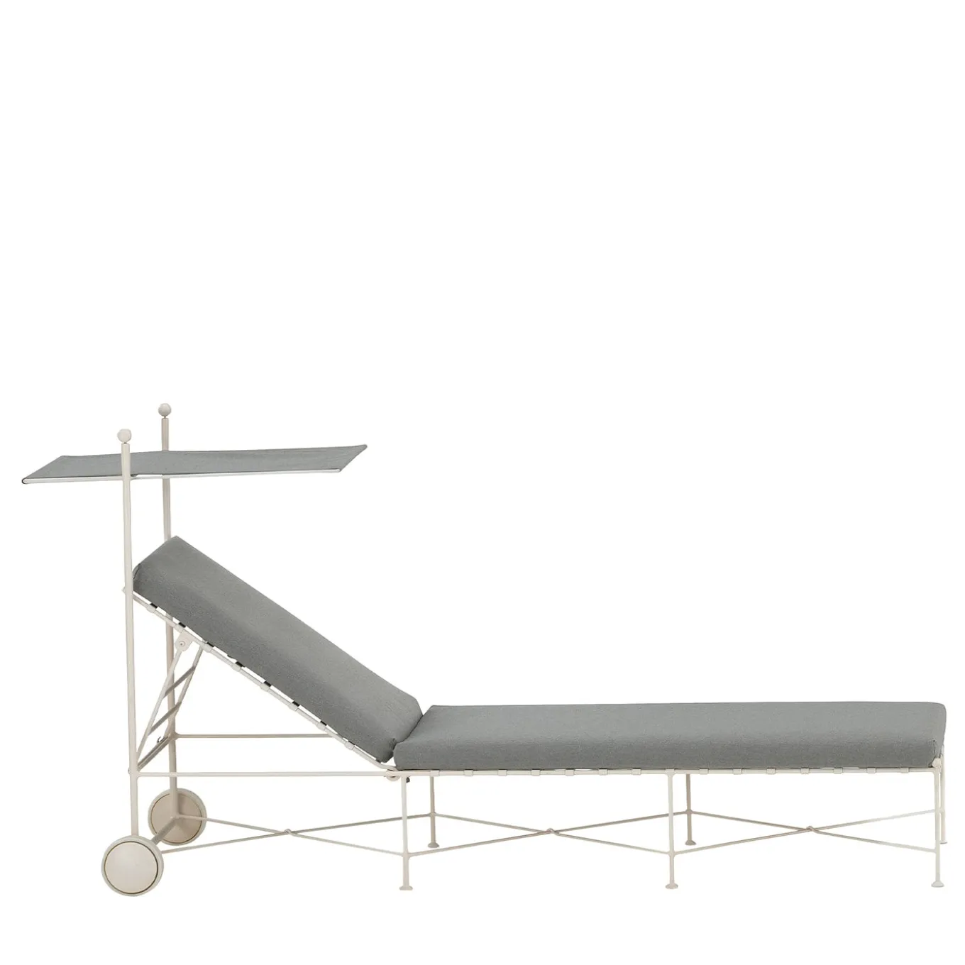 Club Wheeled White Wrought Iron Daybed