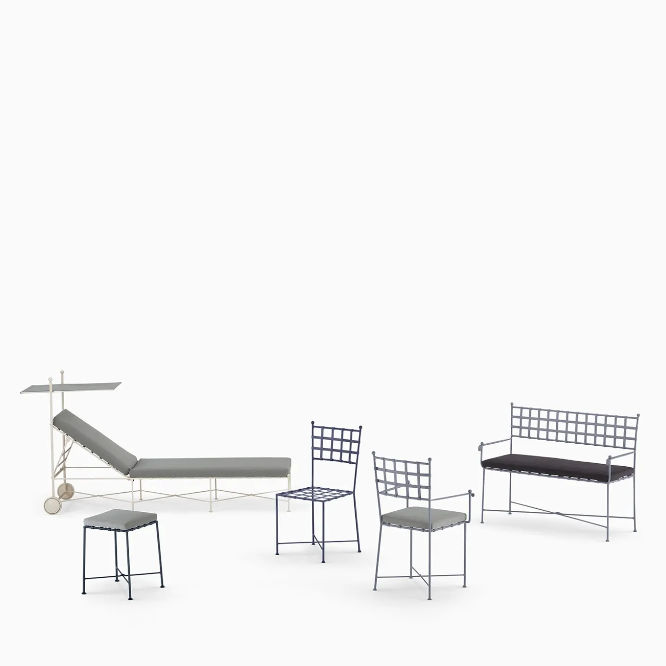 Club Wheeled White Wrought Iron Daybed