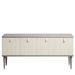 Cocoon Beige Wood Sideboard Brass Accents