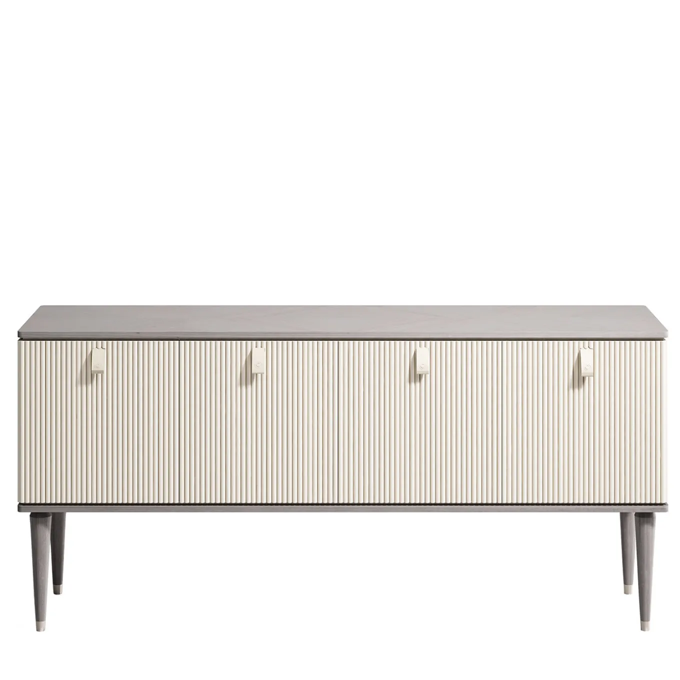 Cocoon Beige Wood Sideboard Brass Accents
