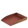 Cognac and bordeaux leather paper tray