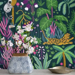 Colorful Tropical Dark Jungle Wallpaper