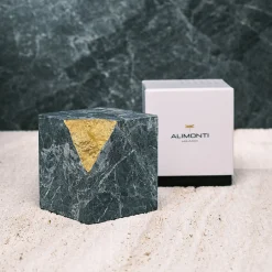 Colpo Da Maestro Gold Leaf Argento Marble Cubic Sculpture
