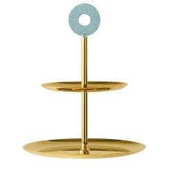 Cometa 2 Azure & Gold 2-Tier Cake Stand