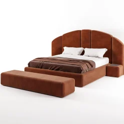 Concept 01 Modular Orange Upholstered Bed