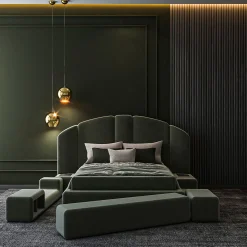 Concept 01 Modular Upholstered Green Bed