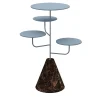 Condiviso 4-Tier Baby Blue/Emperador Dark Serving Stand