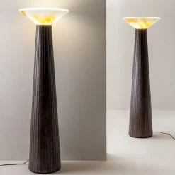 Cono da Terra Black Wood and Murano Glass Floor Lamp