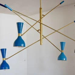 Contrappeso Chandelier, 4 hues of blue 