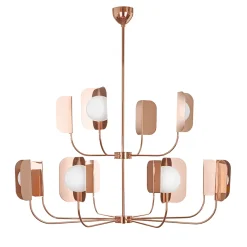 Copper Finish Iron Leaf Chandelier Led Lights Matteo Zorzenoni