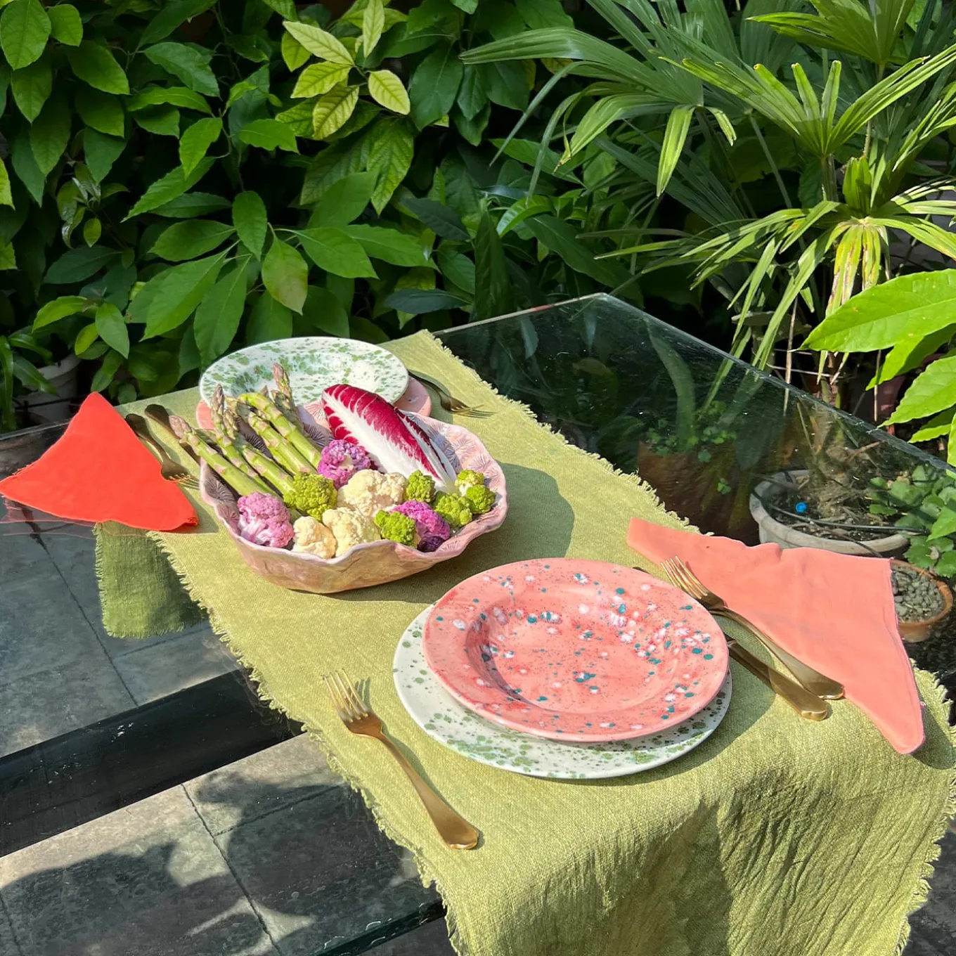 Coral Mottled Soup Plate