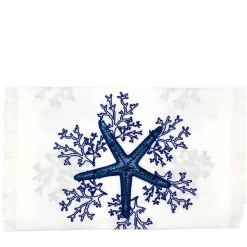 Corallo Blu Fringed White Runner