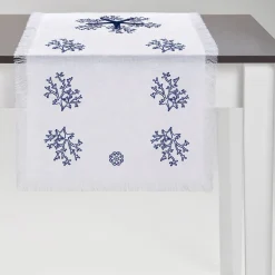 Corallo Blu Fringed White Runner