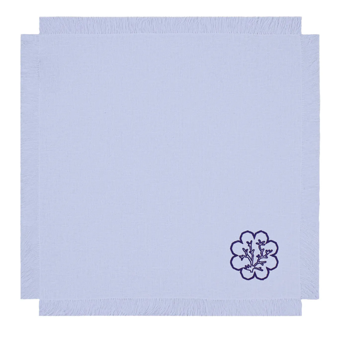 Corallo Blu Set of 6 Embroidered Azure Napkins