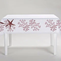 Corallo Rosso Rectangular White Tablecoth