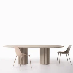Corkcrete Beige Aluminum Dining Table