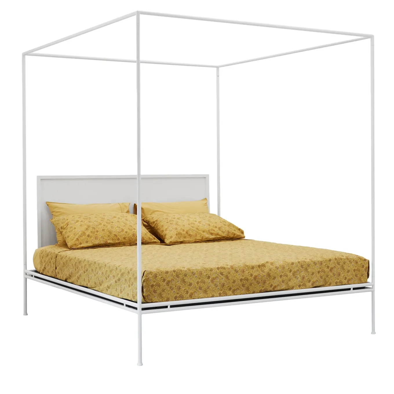 Corte White Iron Canopy Double Bed