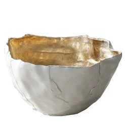 Corteccia White and Gold Ceramic Bowl