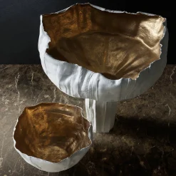 Corteccia White and Gold Ceramic Bowl