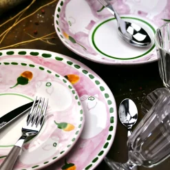 Cortile 18-Piece Pink Plate Setting