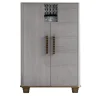 Cosmopolitan 2-Door Inlaid Gray Wooden Bar Cabinet