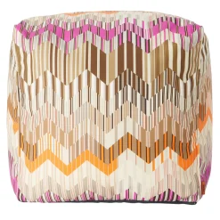 Costiera Cube Orange & Pink Tones Outdoor Soft Pouf