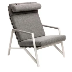 Cottage Gray Lounge Armchair with White Frame