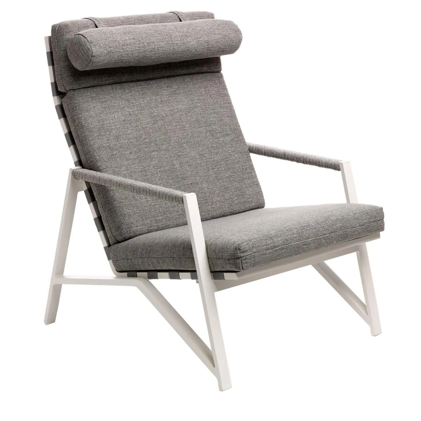 Cottage Gray Lounge Armchair with White Frame