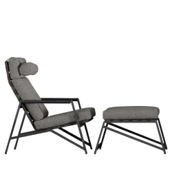 Cottage Mocha Lounge Armchair and Pouf Set