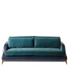 Couch blue leather and teal blue velvet sofa