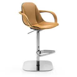 Couture Orange Leather Swivel Stool